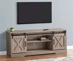 59" Dark Taupe Wood Look Sliding Barn Door TV Stand -Home Furniture 810535762 4