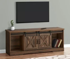60" Reclaimed Brown Wood Look Sliding Barn Door TV Stand -Home Furniture 810535764 1