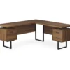 Walnut Wood Look 3-Drawer L-Shaped Corner Computer Desk -Home Furniture 810535778 2