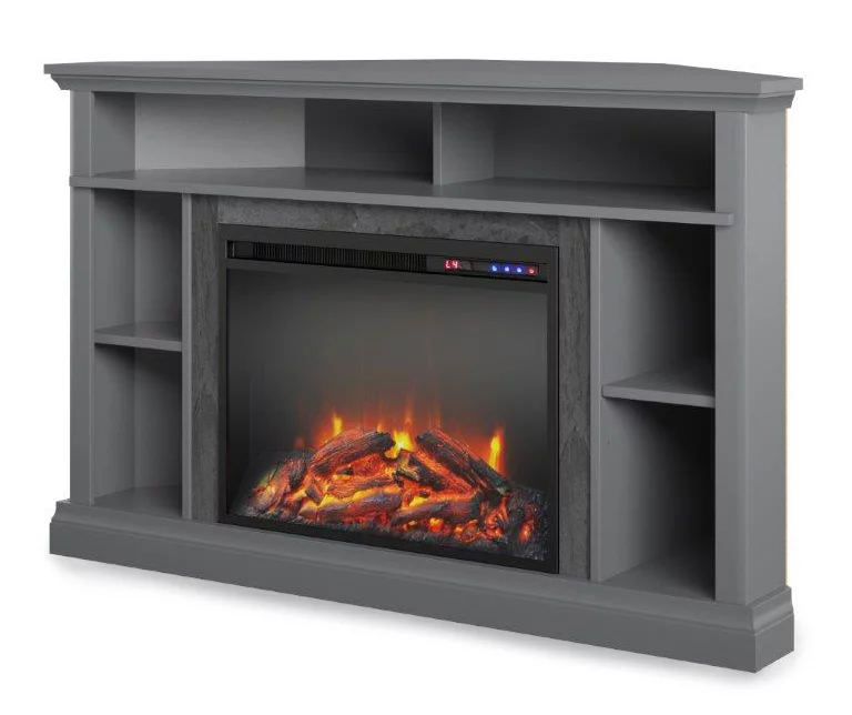 Flaxton Graphite Gray Electric Corner Fireplace Console 3 Flaxton Graphite Gray Electric Corner Fireplace Console