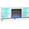 Newland White Electric Fireplace Console 2 Newland White Electric Fireplace Console -Home Furniture 810538184 3
