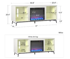 Newland White Electric Fireplace Console -Home Furniture 810538184 6