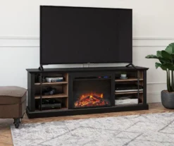 70" Fowler Black Electric Fireplace Console -Home Furniture 810538243 1
