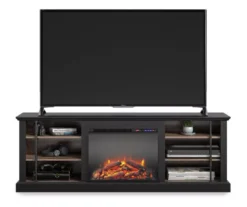 70" Fowler Black Electric Fireplace Console -Home Furniture 810538243 2