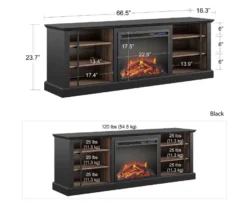 70" Fowler Black Electric Fireplace Console -Home Furniture 810538243 5