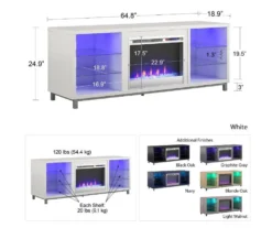 70" Intrepid Navy Deluxe Electric Fireplace Console -Home Furniture 810538244 6