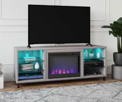70" Intrepid Light Walnut Deluxe Electric Fireplace Console 9 70" Intrepid Light Walnut Deluxe Electric Fireplace Console -Home Furniture 810538245 1