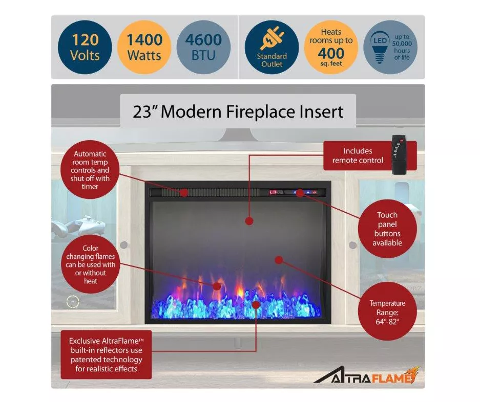 70" Intrepid Light Walnut Deluxe Electric Fireplace Console 6 70" Intrepid Light Walnut Deluxe Electric Fireplace Console - Image 4