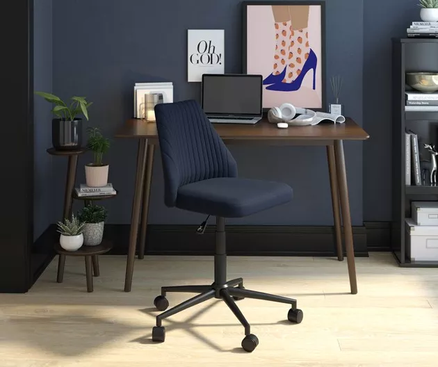 Brittany Blue Linen Office Chair 4 Brittany Blue Linen Office Chair - Image 3