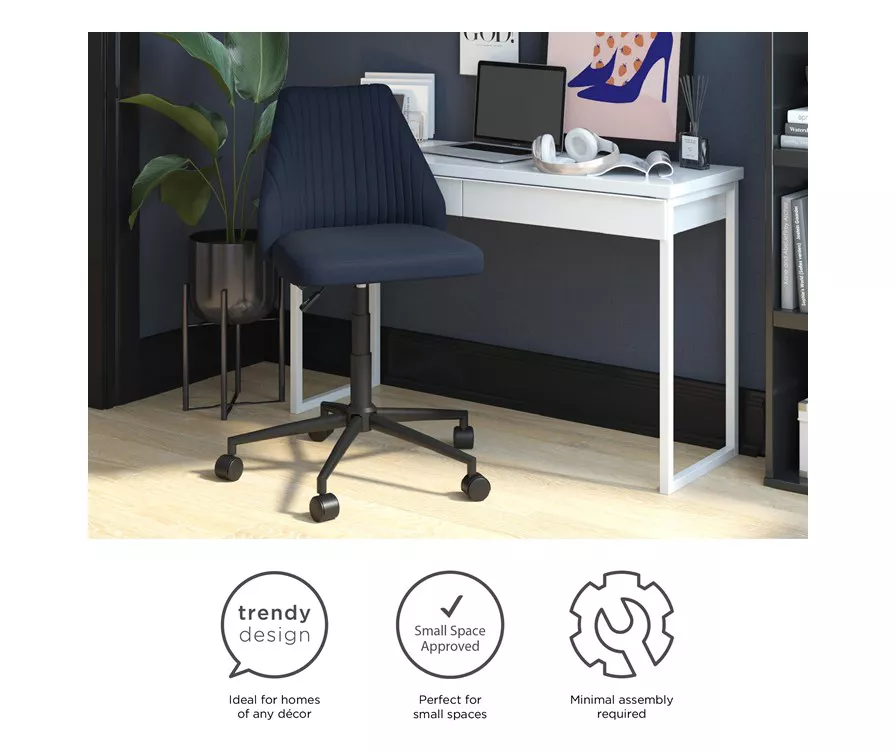 Brittany Blue Linen Office Chair 6 Brittany Blue Linen Office Chair - Image 5