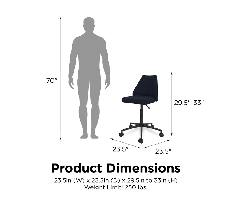 Brittany Blue Linen Office Chair 7 Brittany Blue Linen Office Chair - Image 6