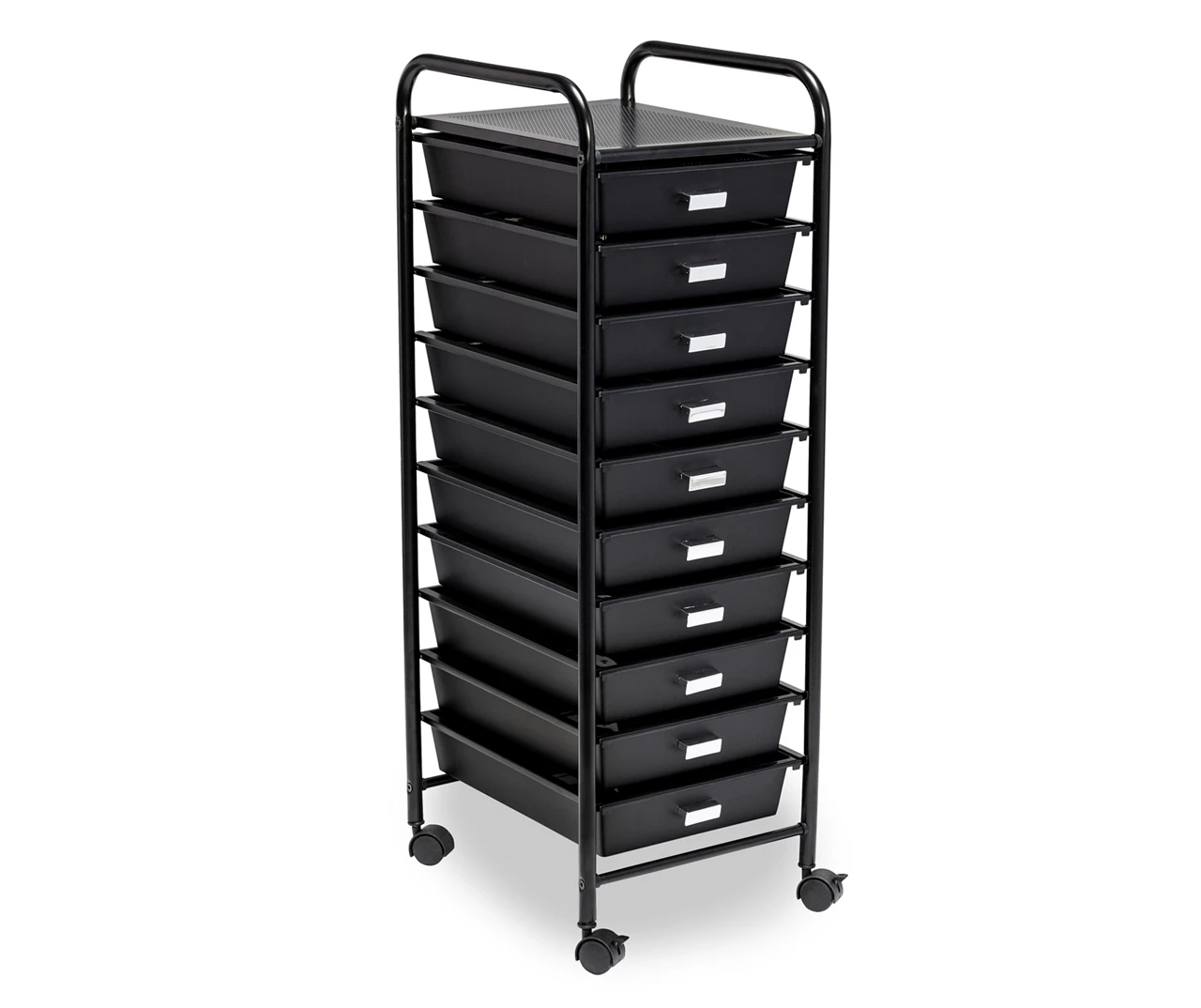Black Metal 10-Drawer Rolling Storage Cart 5 Black Metal 10-Drawer Rolling Storage Cart - Image 3