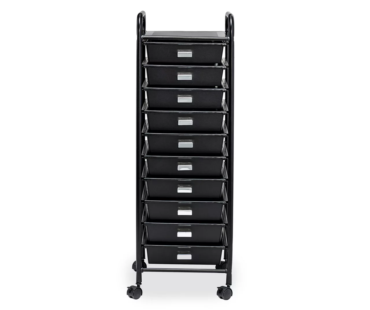 Black Metal 10-Drawer Rolling Storage Cart 6 Black Metal 10-Drawer Rolling Storage Cart - Image 4