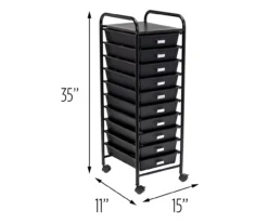 Black Metal 10-Drawer Rolling Storage Cart 11 Black Metal 10-Drawer Rolling Storage Cart -Home Furniture 810539916 5