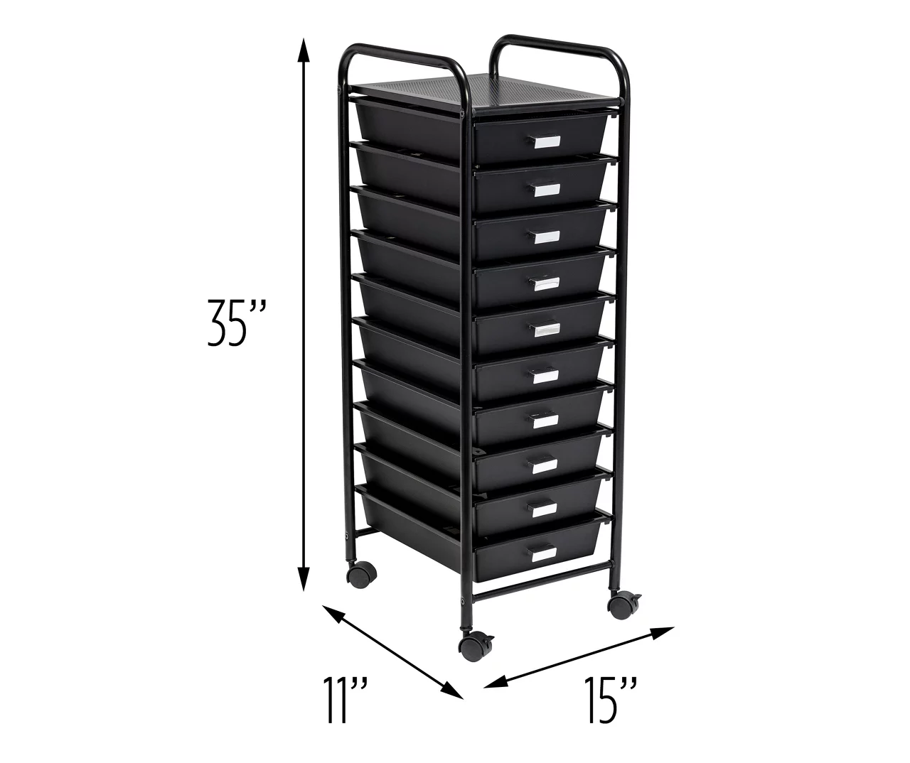 Black Metal 10-Drawer Rolling Storage Cart 7 Black Metal 10-Drawer Rolling Storage Cart - Image 5