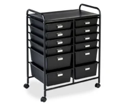 Black Metal 12-Drawer Rolling Storage Cart -Home Furniture 810539917 3