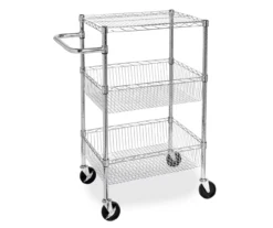 Chrome 3-Shelf Storage Cart -Home Furniture 810539919 3