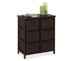 Black 6-Drawer Woven Strap Chest