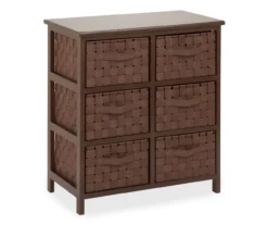 Brown 6-Drawer Woven Strap Chest -Home Furniture 810539931 3