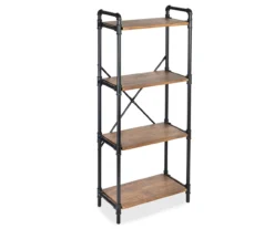 Black Industrial 4-Tier Bookshelf -Home Furniture 810539935 3
