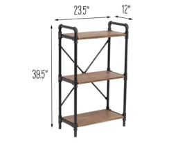 Black Industrial 3-Tier Bookshelf -Home Furniture 810539936 5