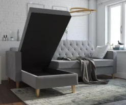 CosmoLiving Liberty Gray Chenille Sectional Storage Futon -Home Furniture 810541025 2