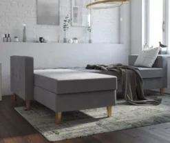 CosmoLiving Liberty Gray Chenille Sectional Storage Futon -Home Furniture 810541025 3