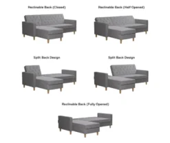 CosmoLiving Liberty Gray Chenille Sectional Storage Futon -Home Furniture 810541025 6