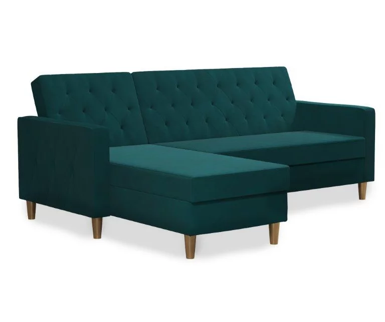 CosmoLiving Liberty Green Velvet Sectional Storage Futon 3 CosmoLiving Liberty Green Velvet Sectional Storage Futon