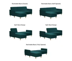 CosmoLiving Liberty Green Velvet Sectional Storage Futon 13 CosmoLiving Liberty Green Velvet Sectional Storage Futon -Home Furniture 810541026 6