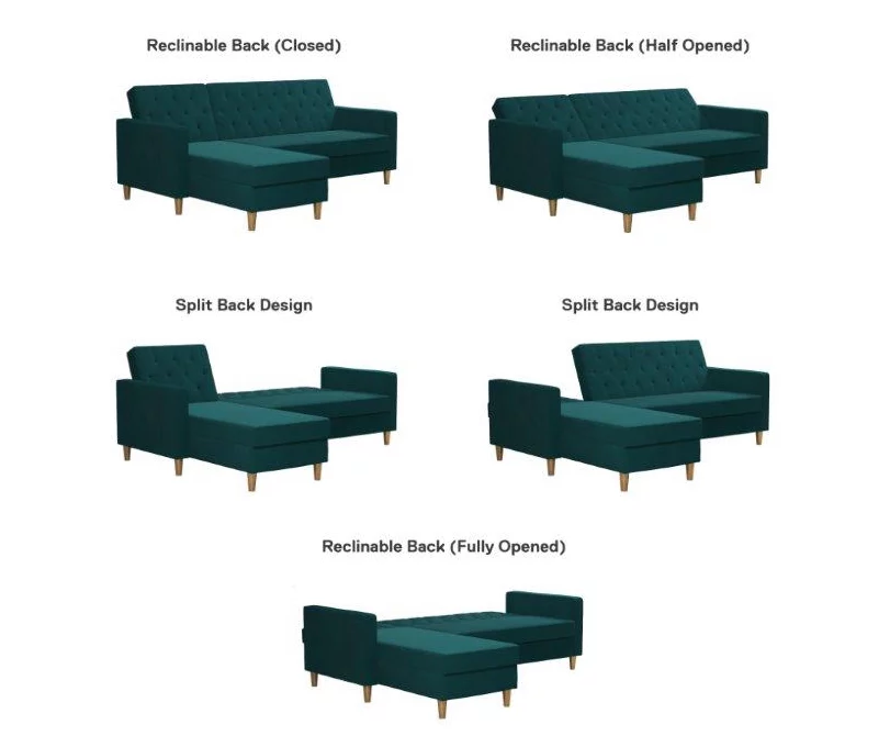 CosmoLiving Liberty Green Velvet Sectional Storage Futon 8 CosmoLiving Liberty Green Velvet Sectional Storage Futon - Image 6