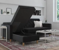 CosmoLiving Liberty Black Velvet Sectional Storage Futon 10 CosmoLiving Liberty Black Velvet Sectional Storage Futon -Home Furniture 810541040 2