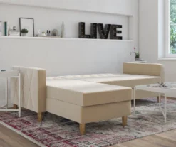 CosmoLiving Liberty Ivory Velvet Sectional Storage Futon 11 CosmoLiving Liberty Ivory Velvet Sectional Storage Futon -Home Furniture 810541041 3
