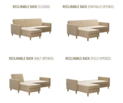 CosmoLiving Liberty Ivory Velvet Sectional Storage Futon 13 CosmoLiving Liberty Ivory Velvet Sectional Storage Futon -Home Furniture 810541041 6