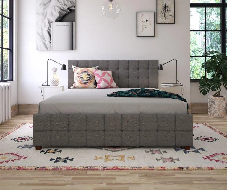 CosmoLiving Elizabeth Gray Linen Storage Bed 7 CosmoLiving Elizabeth Gray Linen Storage Bed - Image 5