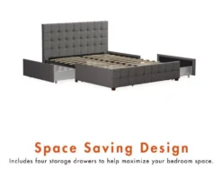 CosmoLiving Elizabeth Gray Linen Storage Bed 20 CosmoLiving Elizabeth Gray Linen Storage Bed -Home Furniture 810541043 5