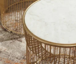 Vernway White Marble & Gold Metal 2-Piece Accent Table Set 7 Vernway White Marble & Gold Metal 2-Piece Accent Table Set -Home Furniture 810542168 2