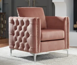 Lizmont Blush Tufted Velvet Accent Chair -Home Furniture 810542292 1