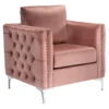 Lizmont Blush Tufted Velvet Accent Chair -Home Furniture 810542292