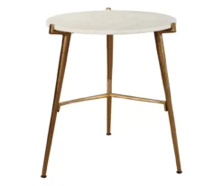 Chadton Round White Marble & Gold Metal Accent Table -Home Furniture 810542302 2