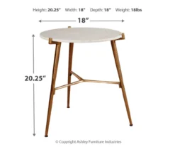 Chadton Round White Marble & Gold Metal Accent Table -Home Furniture 810542302 3