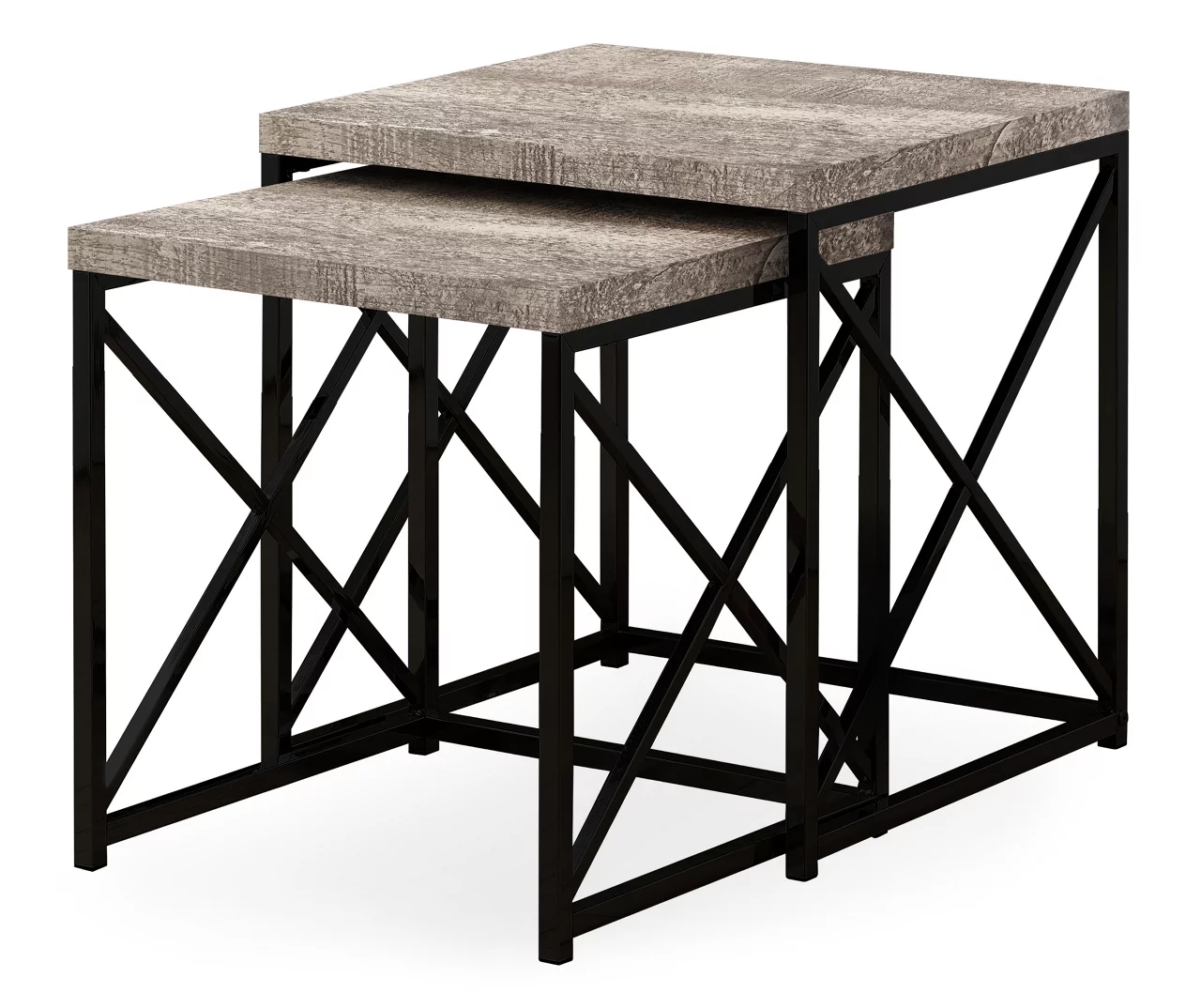 Monarch Reclaimed Wood Look 2-Piece Nesting Table Set 3 Monarch Reclaimed Wood Look 2-Piece Nesting Table Set