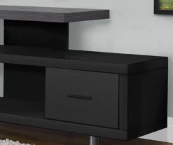 60" Black & Gray Top TV Stand -Home Furniture 810542411 3