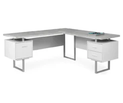 Monarch Metal 3-Drawer L-Shaped Computer Desk -Home Furniture 810542417 2