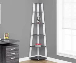 Monarch 5-Shelf Etagere Corner Bookcase -Home Furniture 810542443 1