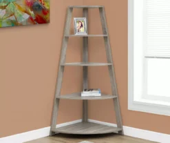Monarch 4-Shelf Etagere Corner Bookcase -Home Furniture 810542452 1