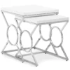 Glossy White Chrome Metal 2-Piece Nesting Table Set -Home Furniture 810542468 2