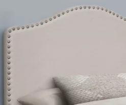 Monarch Linen Nailhead Trim Headboard -Home Furniture 810542522 3
