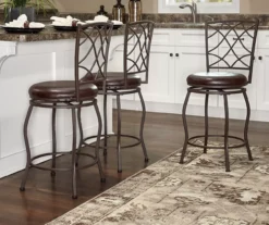 Pike Brown 3-Piece Upholstered Adjustable Swivel Stool Set -Home Furniture 810543038 A0 9