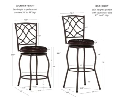 Pike Brown 3-Piece Upholstered Adjustable Swivel Stool Set -Home Furniture 810543038 D8 12
